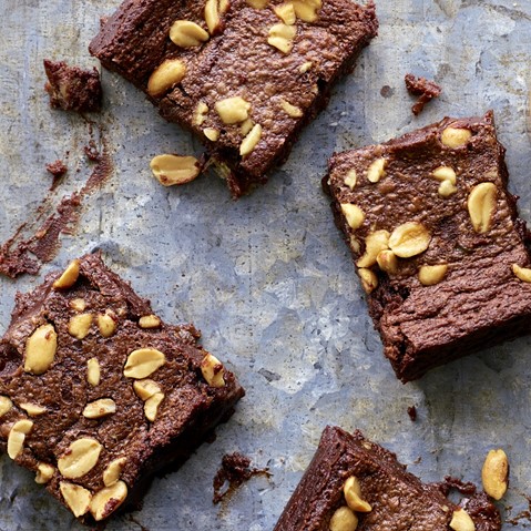 Jersey Royal Brownie with Peanut Butter & Salted Caramel