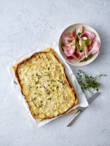 Jersey Royal New Potato, thyme and cheese puff tart v1