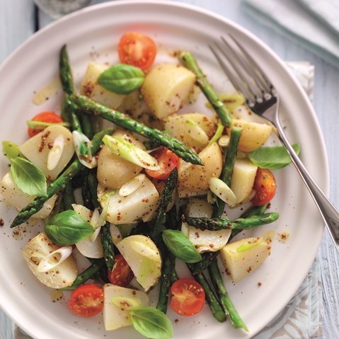 Jersey Royal Potato Salad with Asparagus and Cherry Tomatoes