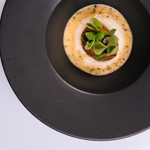 Roast Jersey Royal, Creamed Potato & Sorrel by Bohemia Head Chef Steve Smith