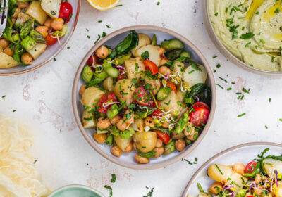 Spring Jersey Royal Potato Chickpea Salad with Herby Hummus-8